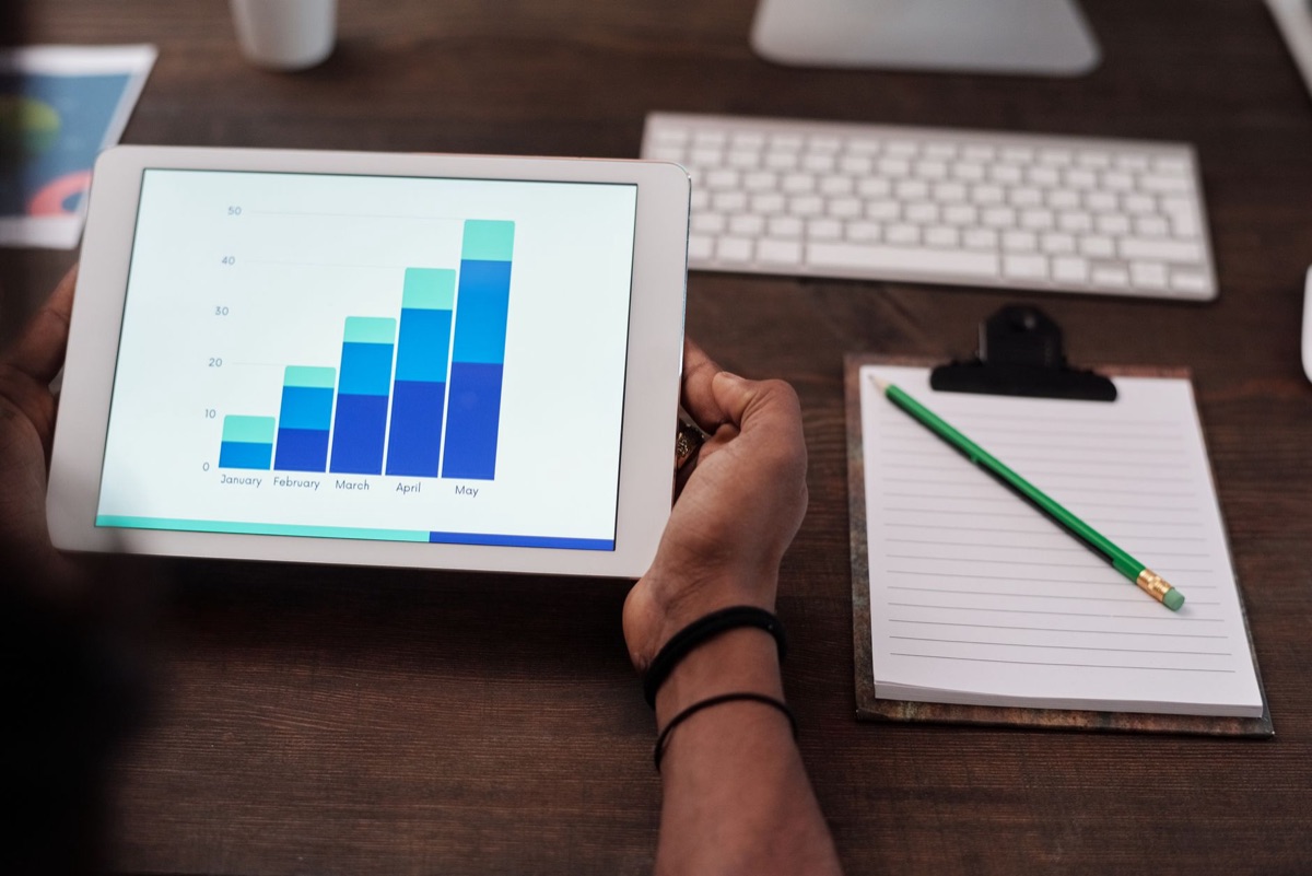 Financial growth chart showing increasing economic value