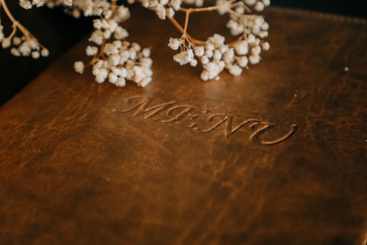 Brand portfolio with leather cover