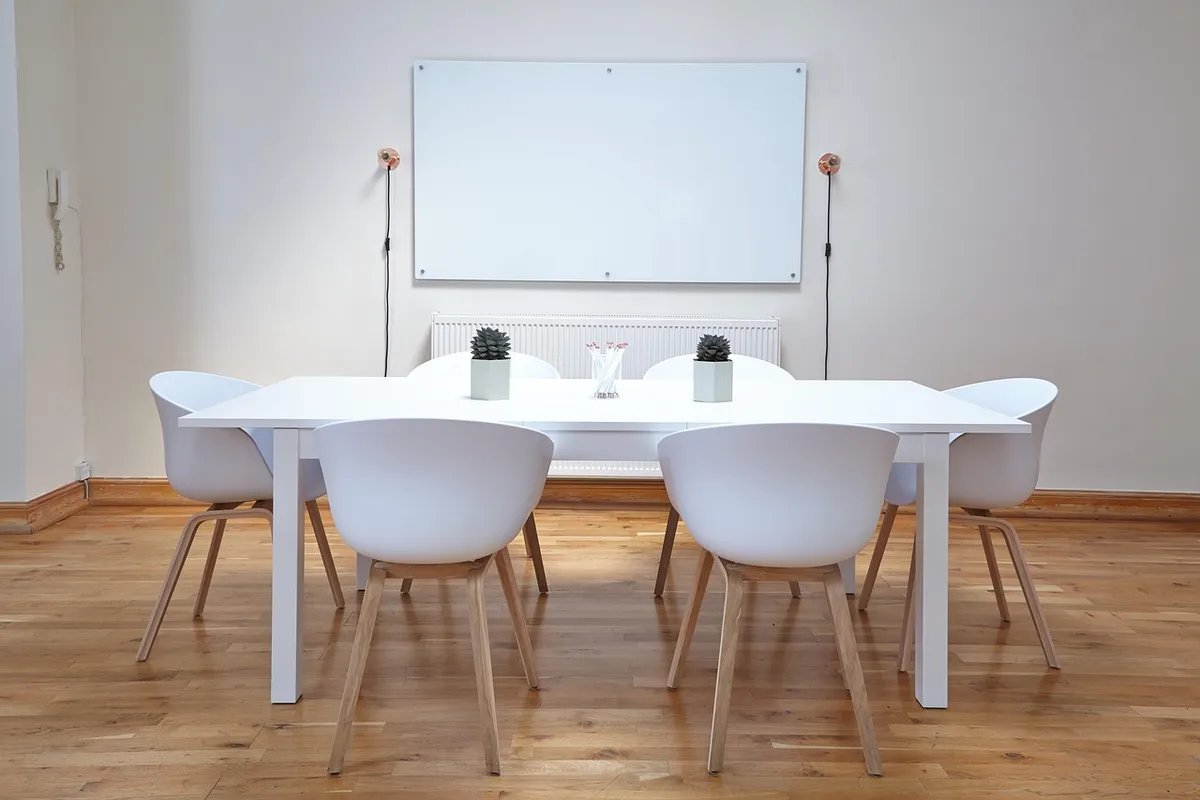 chairs, table, empty, interior design, minimalism, parquet, room, whiteboard, modern, interior decoration, furniture, interior design, room, whiteboard, whitebo
