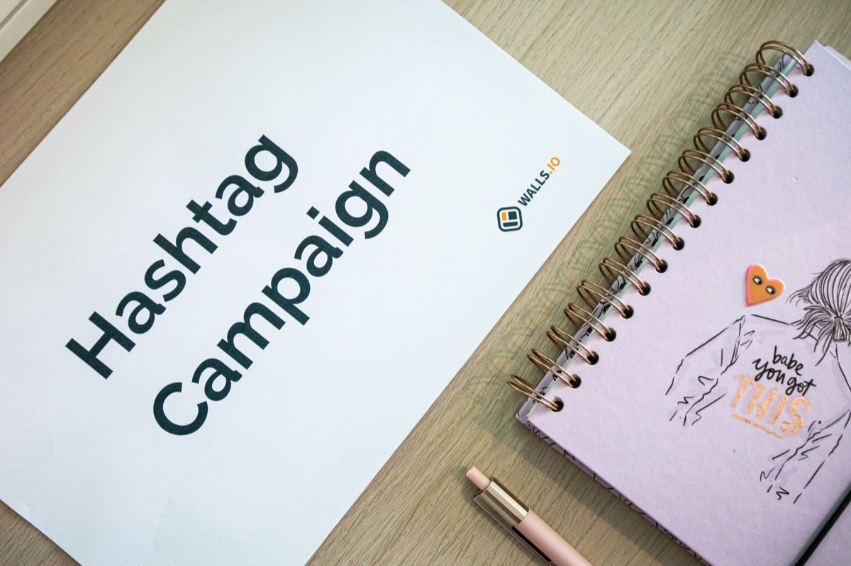 Social media post with branded hashtag for platform-specific branding